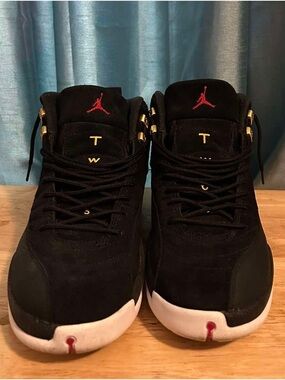 Jordan Black with Red and Gold Jumpman Retro Sneakers